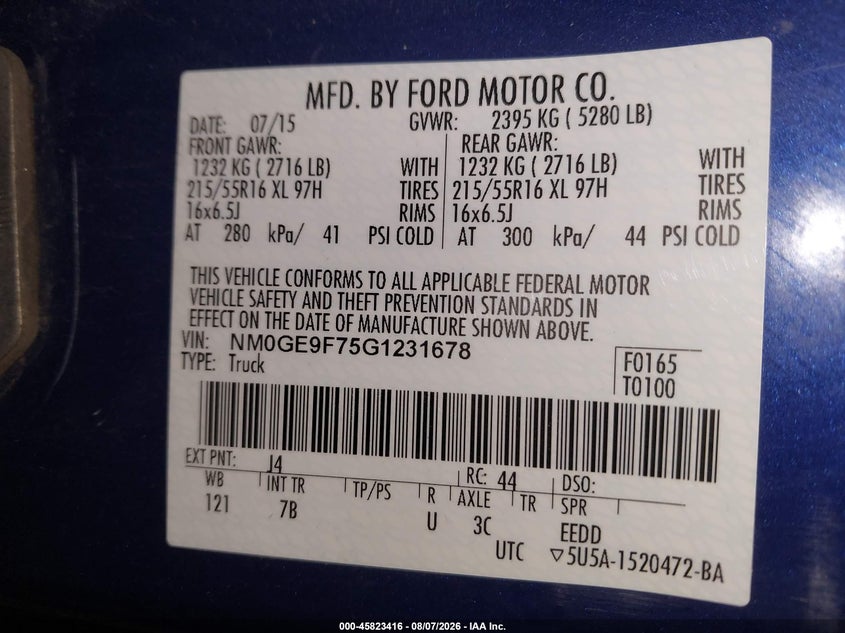 2016 Ford Transit connect VIN NM0GE9F75G1231678 IAAI salvage auction — RIGHT FRONT, Clear (New York), sold $7,900 on 2026-09-15 (photo 9)