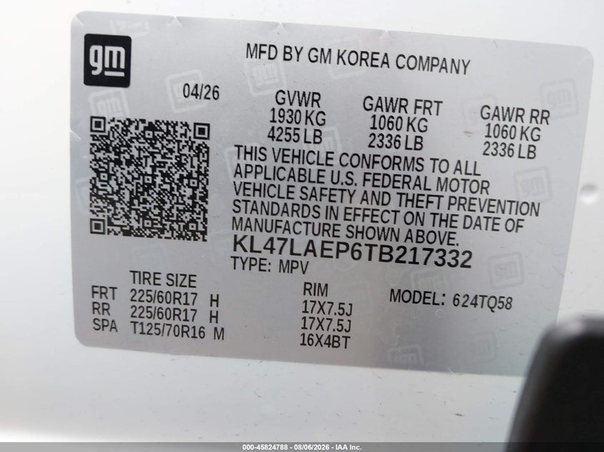 2026 Buick Envista VIN KL47LAEP6TB217332 IAAI salvage auction — NORMAL WEAR, Salvage Title, sold $16,600 on 2026-08-20 (photo 9)