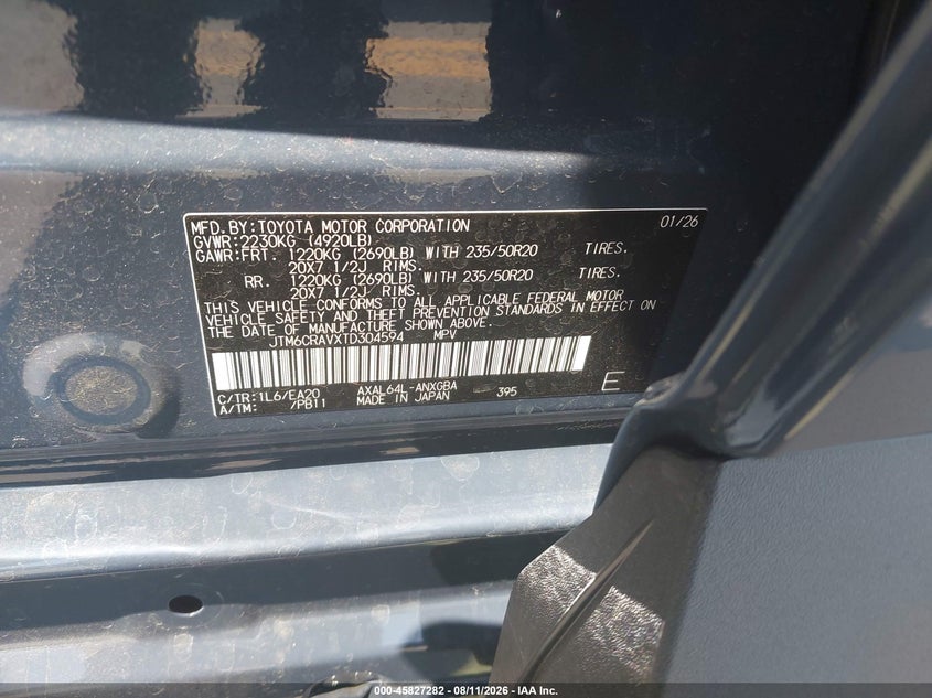 2026 Toyota Rav 4 VIN JTM6CRAVXTD304594 IAAI salvage auction — FRONT END, Clear (California), sold $25,150 on 2026-08-24 (photo 9)