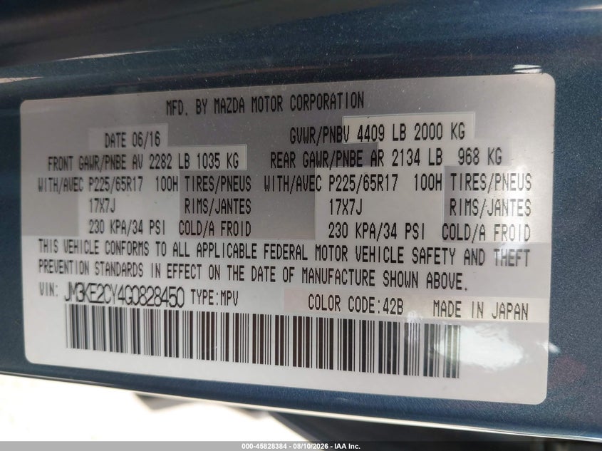 2016 Mazda Cx-5 VIN JM3KE2CY4G0828450 IAAI salvage auction — RIGHT FRONT, Salvage (Missouri), sold $1,850 on 2026-10-02 (photo 9)