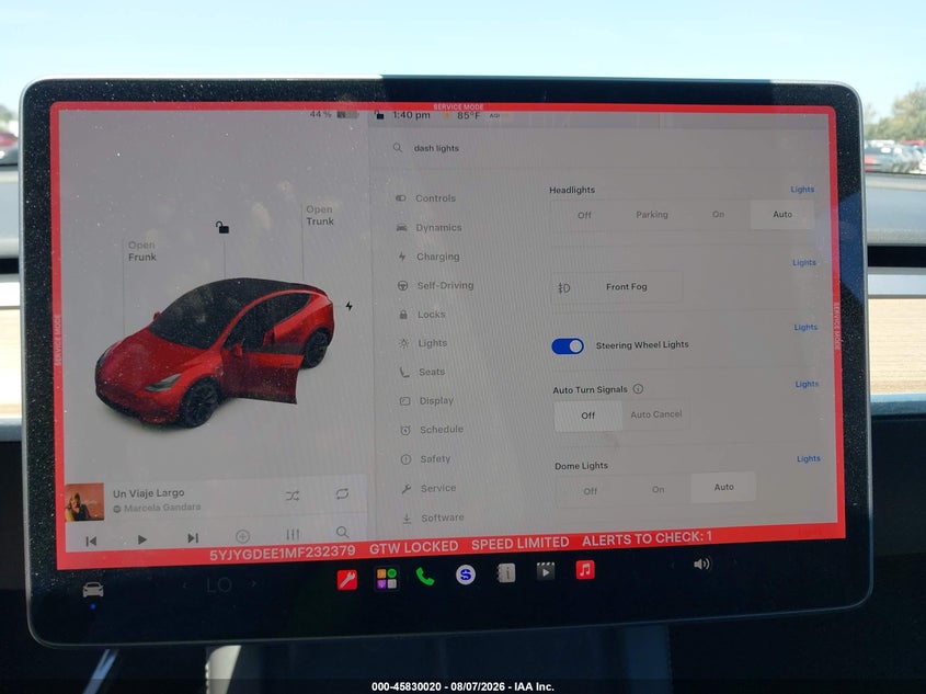 2021 Tesla Model y VIN 5YJYGDEE1MF232379 IAAI salvage auction — SIDE, Salvage (California), sold $12,800 on 2026-09-08 (photo 7)