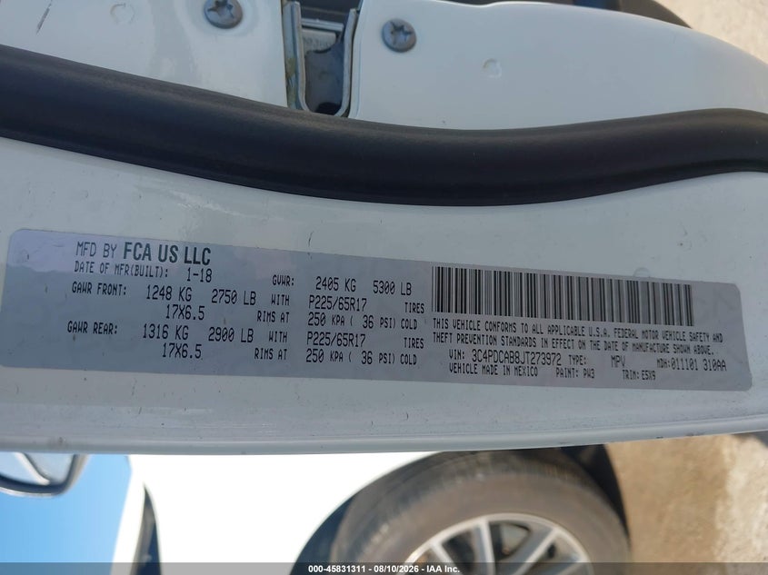 2018 Dodge Journey VIN 3C4PDCAB8JT273972 IAAI salvage auction — FRONT END, Salvage (Texas), sold $375 on 2026-10-02 (photo 9)