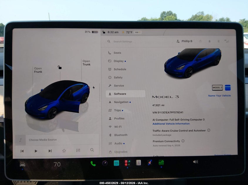 2023 Tesla Model 3 VIN 5YJ3E1EA7PF578341 IAAI salvage auction — WATER/FLOOD, Salvage Title, sold $6,900 on 2026-08-22 (photo 7)