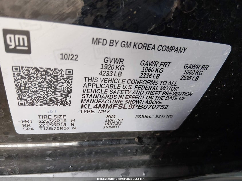 2023 Buick Encore gx VIN KL4MMFSL9PB070752 IAAI salvage auction — HAIL, Wait Title, sold $9,700 on 2026-09-03 (photo 9)
