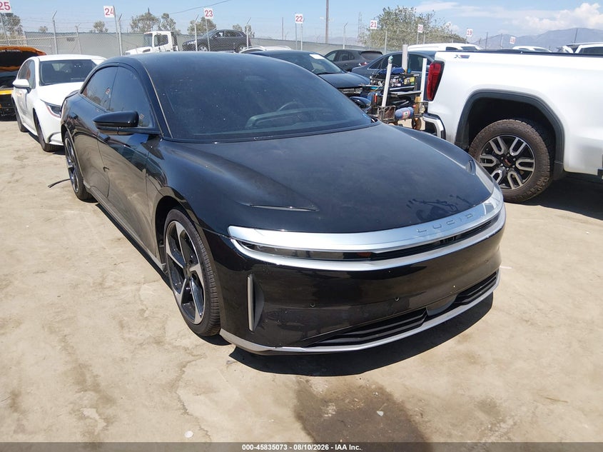 2023 Lucid Air VIN 50EA1TEA2PA003180 IAAI salvage auction — REAR END, Salvage Title, sold $12,800 on 2026-10-07 (photo 1)