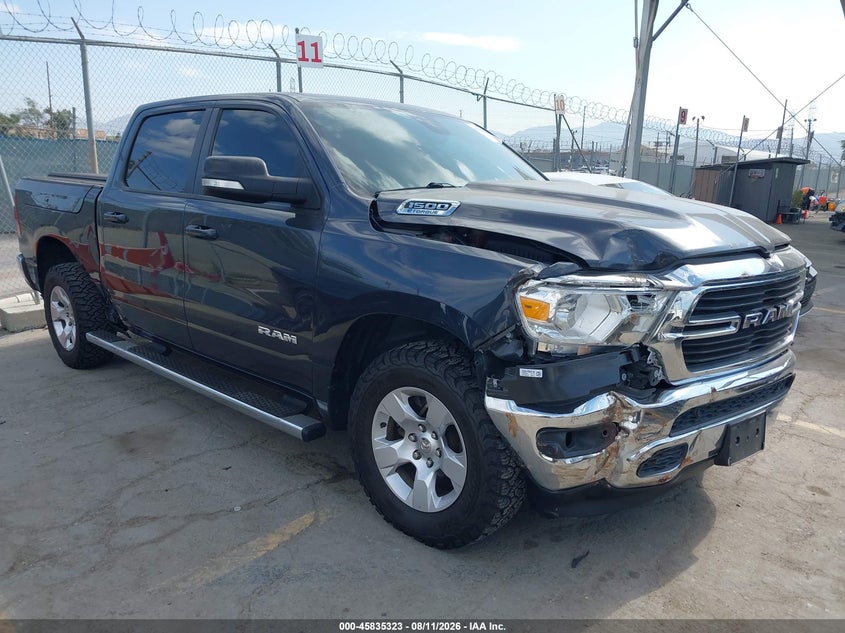 2021 Ram 1500 VIN 1C6RREFGXMN608266 IAAI salvage auction — RIGHT FRONT, Salvage Title, sold $9,175 on 2026-09-08 (photo 1)