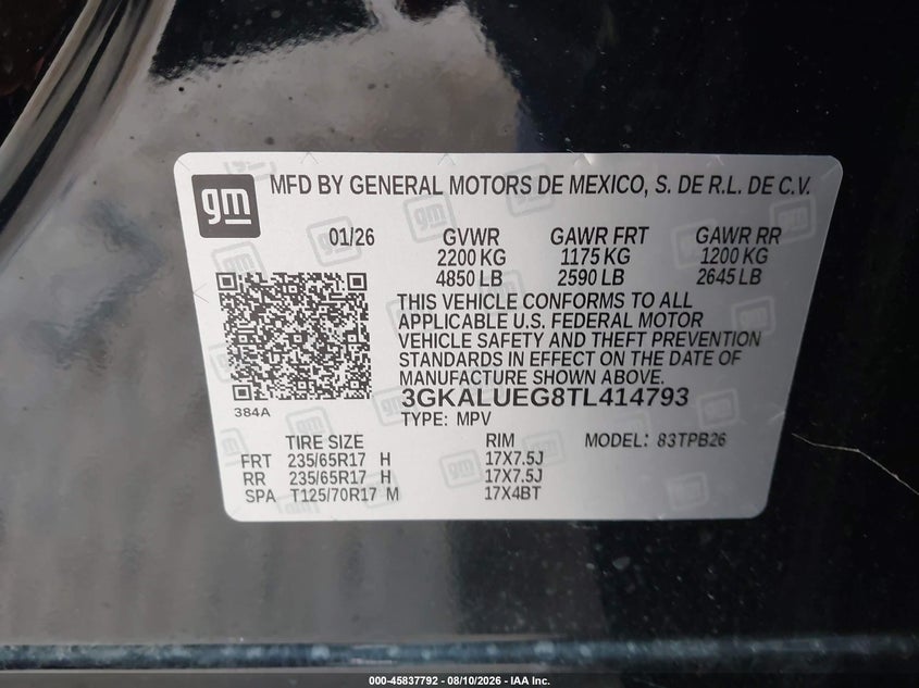 2026 Gmc Terrain VIN 3GKALUEG8TL414793 IAAI salvage auction — SIDE, Clear (Missouri), sold $21,750 on 2026-08-19 (photo 9)