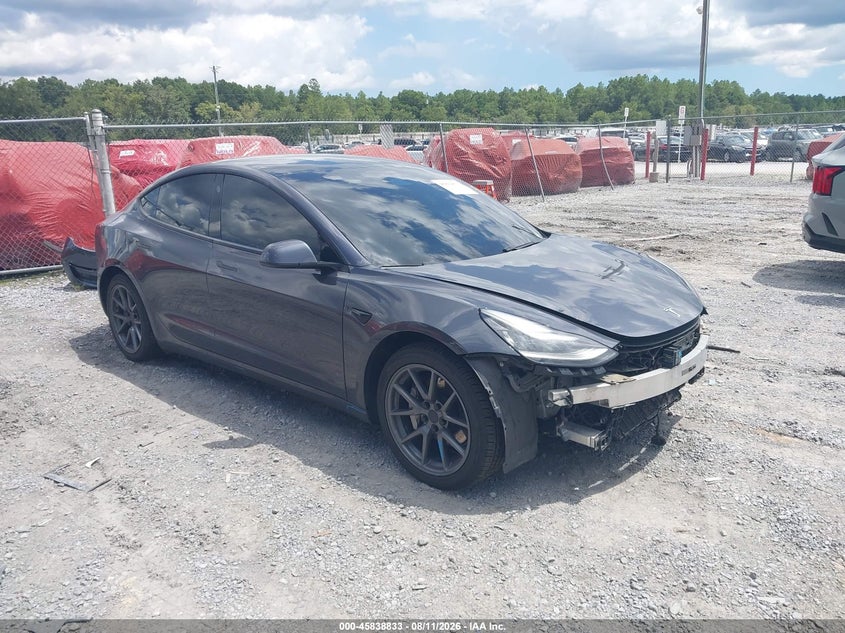 2021 Tesla Model 3 VIN 5YJ3E1EB8MF853185 IAAI salvage auction — FRONT END, Salvage Title, sold $8,275 on 2026-08-29 (photo 1)