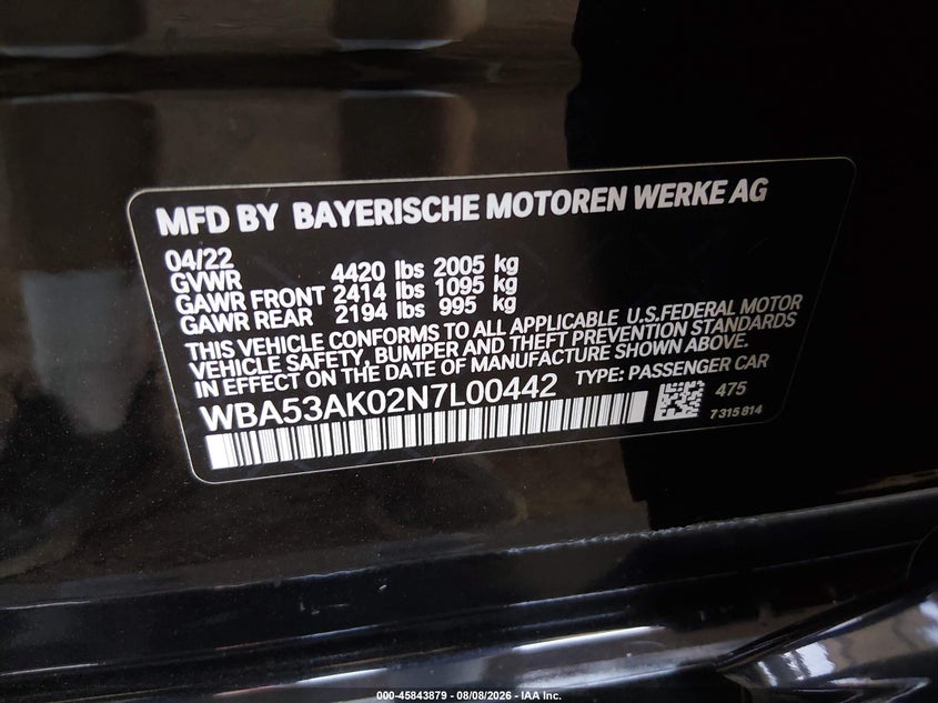 2022 BMW 228 gran coupe VIN WBA53AK02N7L00442 IAAI salvage auction — NORMAL WEAR, Restored (Arizona), sold $10,250 on 2026-09-08 (photo 9)