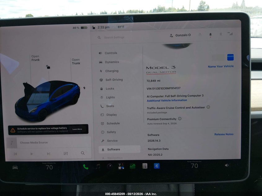 2021 Tesla Model 3 VIN 5YJ3E1EC6MF914137 IAAI salvage auction — FRONT END, Salvage (Oregon), sold $11,225 on 2026-10-03 (photo 7)