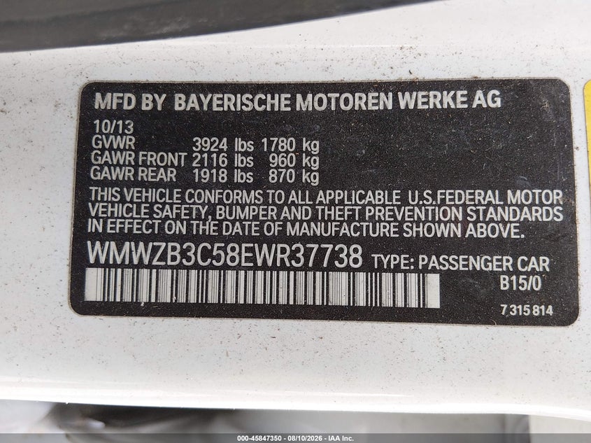 2014 Mini Countryman VIN WMWZB3C58EWR37738 IAAI salvage auction — NORMAL WEAR, Clear (Washington), sold $825 on 2026-08-19 (photo 9)