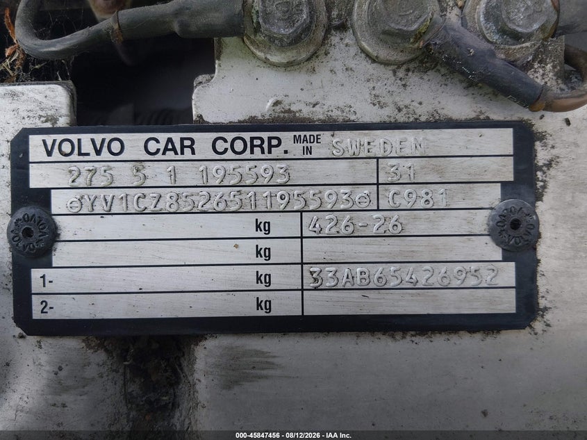 2005 Volvo Xc90 VIN YV1CZ852651195593 IAAI salvage auction — NORMAL WEAR, Clear - Dealer Only (California), sold $500 on 2026-08-17 (photo 9)