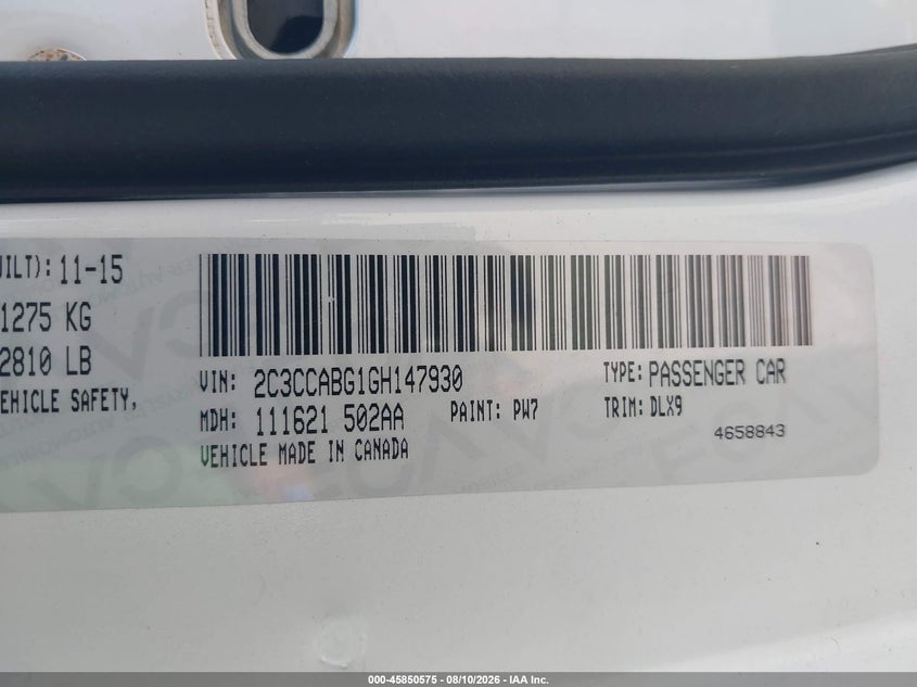 2016 Chrysler 300 VIN 2C3CCABG1GH147930 IAAI salvage auction — NORMAL WEAR, Wait Title, sold $1,650 on 2026-09-26 (photo 9)