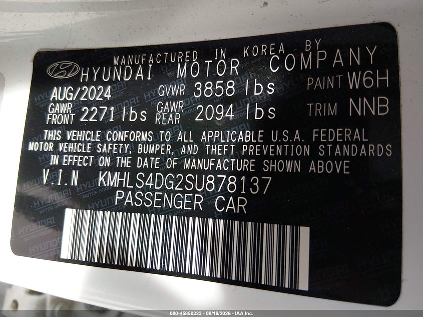 2025 Hyundai Elantra VIN KMHLS4DG2SU878137 IAAI salvage auction — NORMAL WEAR, Enterprise Vehicles Clear Only (Oklahoma), sold $12,900 on 2026-08-25 (photo 9)