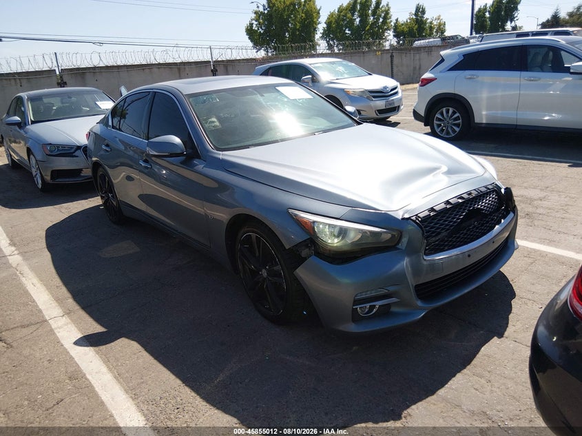 2015 Infiniti Q50 VIN JN1BV7AR5FM406876 IAAI salvage auction — REAR END, Salvage Title, sold $1,550 on 2026-08-22 (photo 1)