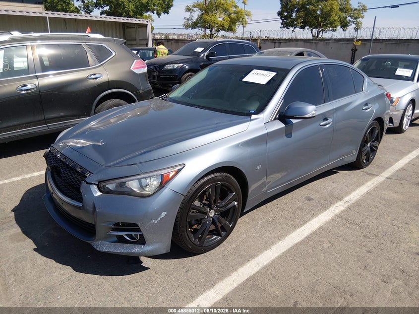 2015 Infiniti Q50 VIN JN1BV7AR5FM406876 IAAI salvage auction — REAR END, Salvage Title, sold $1,550 on 2026-08-22 (photo 2)