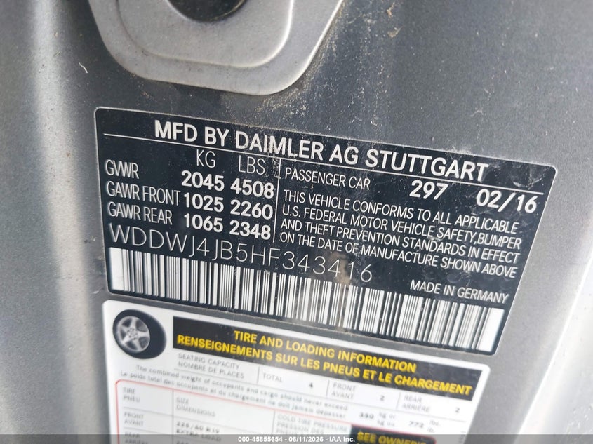 2017 Mercedes-benz C class VIN WDDWJ4JB5HF343416 IAAI salvage auction — NORMAL WEAR, Original (Texas), sold $5,950 on 2026-08-21 (photo 9)