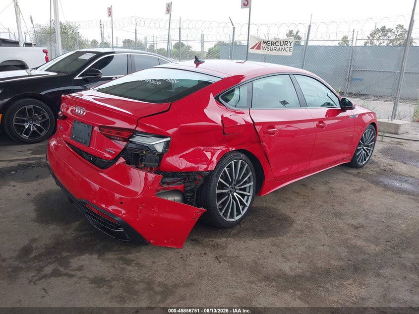 2022 Audi A5 VIN WAUCBCF59NA029510 IAAI salvage auction — RIGHT REAR, Wait Title, sold $12,400 on 2026-09-21 (photo 4)