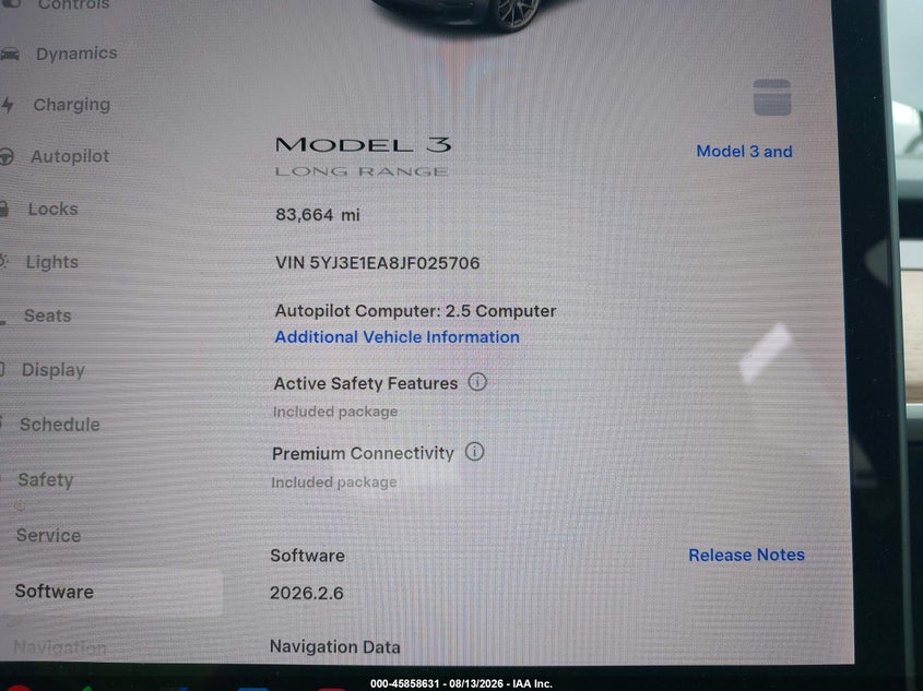 2018 Tesla Model 3 VIN 5YJ3E1EA8JF025706 IAAI salvage auction — FRONT END, Wait Title, sold $5,400 on 2026-09-02 (photo 7)