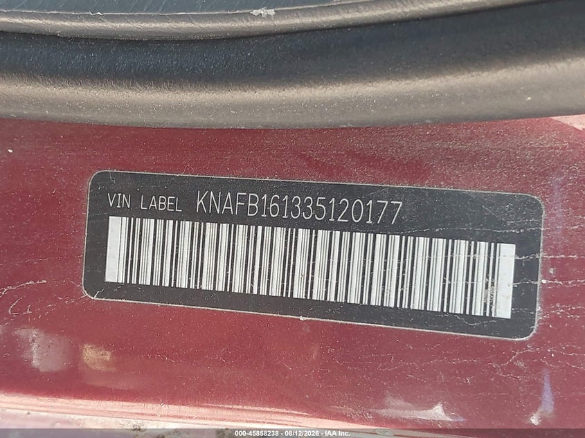 2003 Kia Spectra VIN KNAFB161335120177 IAAI salvage auction — NORMAL WEAR, Original (Texas), sold $100 on 2026-08-25 (photo 9)