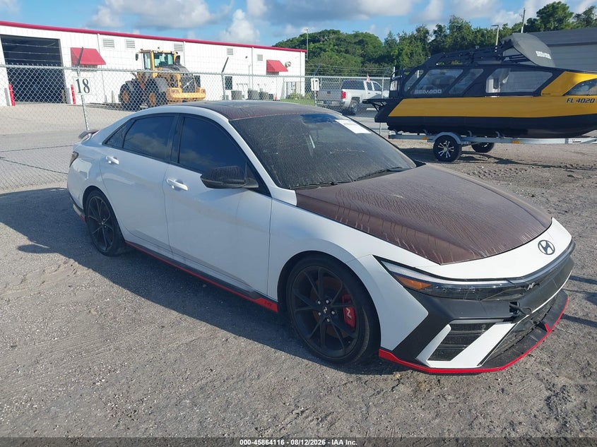 2025 Hyundai Elantra VIN KMHLW4DK5SU025644 IAAI salvage auction — WATER/FLOOD, Certificate Of Destruction (Florida), sold $7,275 on 2026-09-03 (photo 1)