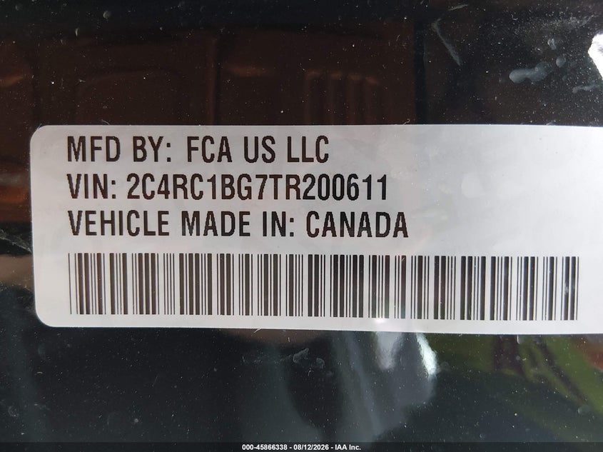 2026 Chrysler Pacifica VIN 2C4RC1BG7TR200611 IAAI salvage auction — FRONT END, Salvage Title, sold $9,000 on 2026-08-21 (photo 9)