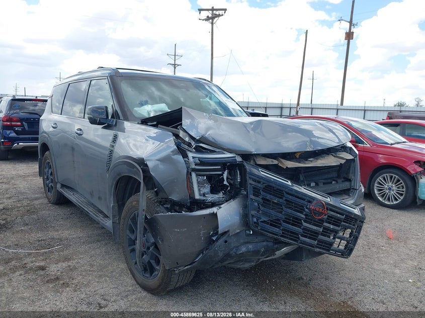 2025 Nissan Armada VIN JN8AY3DE5S9404919 IAAI salvage auction — FRONT END, Wait Title, sold $30,750 on 2026-09-29 (photo 1)