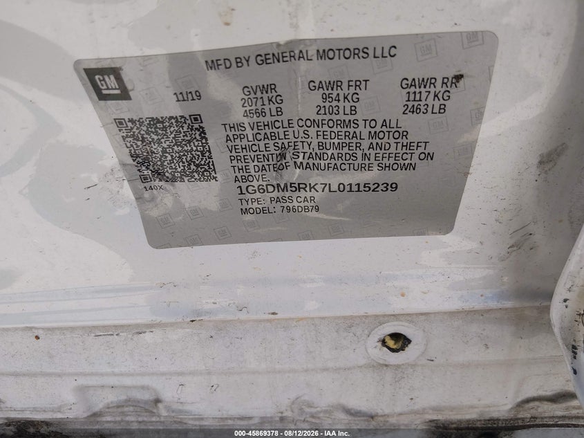 2020 Cadillac Ct5 VIN 1G6DM5RK7L0115239 IAAI salvage auction — SIDE, Salvage Title, sold $3,625 on 2026-09-04 (photo 9)