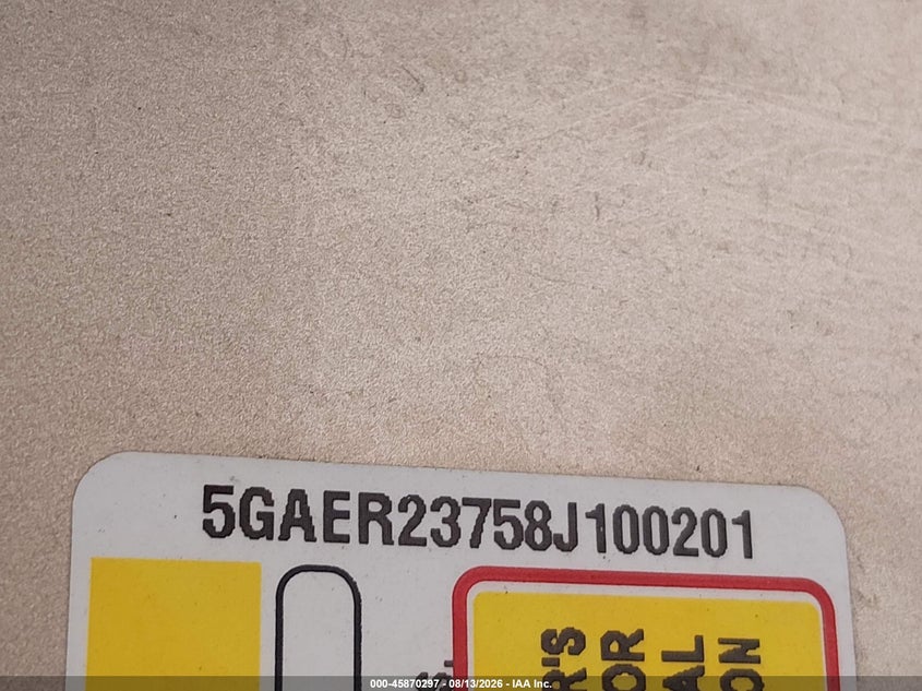 2008 Buick Enclave VIN 5GAER23758J100201 IAAI salvage auction — NORMAL WEAR, Original (Texas), sold $500 on 2026-09-11 (photo 9)