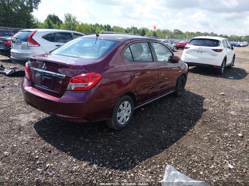 2020 Mitsubishi Mirage VIN ML32F3FJ4LHF13062 IAAI salvage auction — RIGHT SIDE, Salvage (Ohio), sold $1,500 on 2026-09-09 (photo 4)