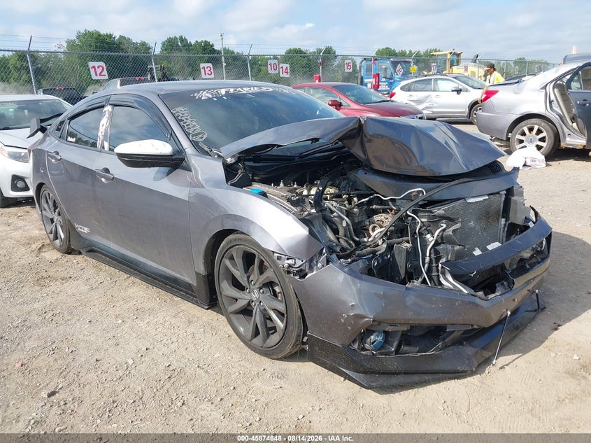 2019 Honda Civic VIN 19XFC2E83KE003593 IAAI salvage auction — FRONT END, Wait Title, sold $525 on 2026-10-04 (photo 1)