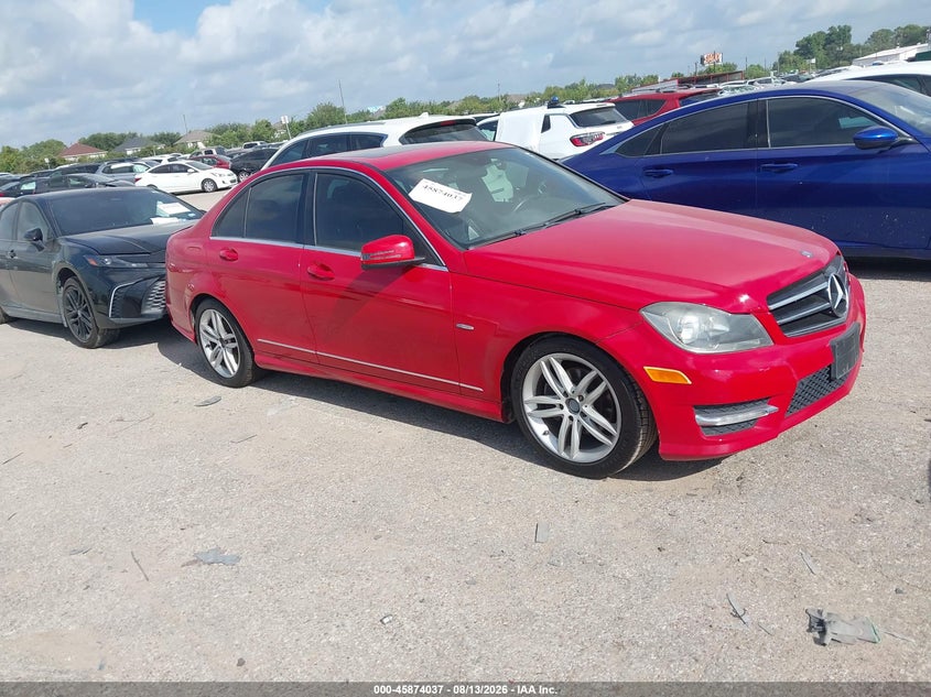 2012 Mercedes-benz C-klasse VIN WDDGF4HB3CA648141 IAAI salvage auction — LEFT FRONT, Original (Texas), sold $1,000 on 2026-08-19 (photo 1)
