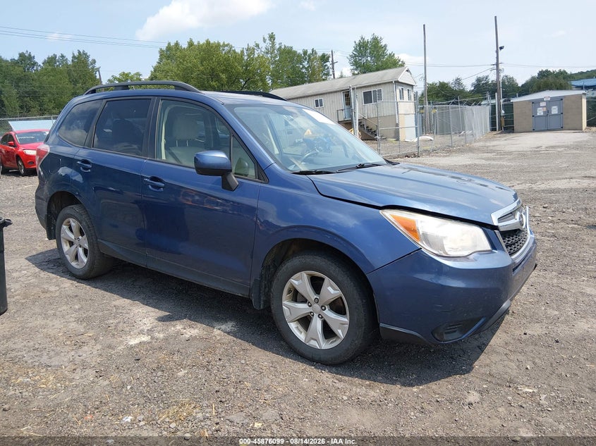 2014 Subaru Forester VIN JF2SJAEC1EH477349 IAAI salvage auction — LEFT FRONT, Wait Title, sold $550 on 2026-09-30 (photo 1)