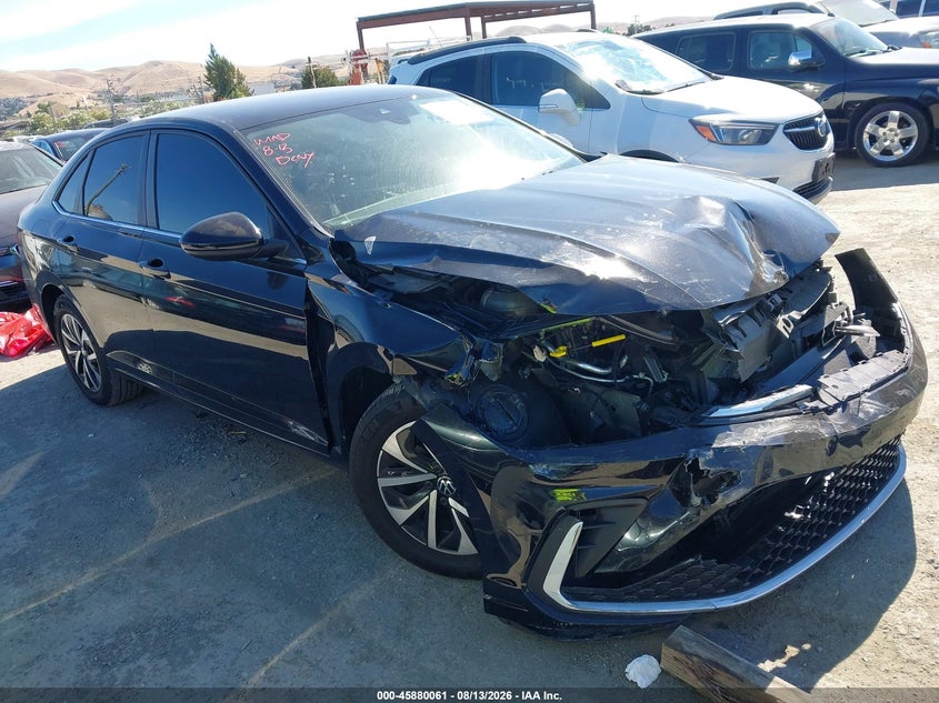 2025 Volkswagen Jetta VIN 3VW5X7BU8SM109118 IAAI salvage auction — FRONT END, Salvage Title, sold $3,850 on 2026-08-30 (photo 1)