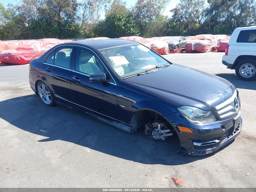 2012 Mercedes-benz C-klasse VIN WDDGF4HB8CA625664 IAAI salvage auction — LEFT & RIGHT, Salvage (California), sold $1,800 on 2026-09-06 (photo 1)