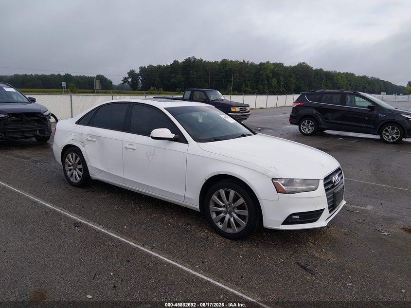 2014 Audi A4 VIN WAUBFAFL1EN001101 IAAI salvage auction — RIGHT SIDE, Clear (Indiana), sold $2,400 on 2026-09-11 (photo 1)