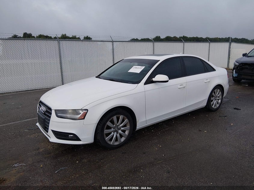 2014 Audi A4 VIN WAUBFAFL1EN001101 IAAI salvage auction — RIGHT SIDE, Clear (Indiana), sold $2,400 on 2026-09-11 (photo 2)