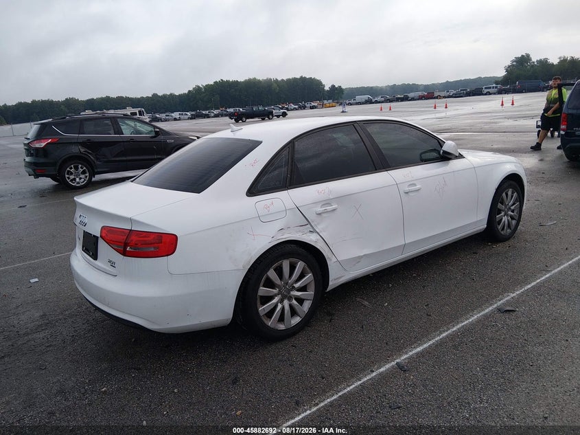 2014 Audi A4 VIN WAUBFAFL1EN001101 IAAI salvage auction — RIGHT SIDE, Clear (Indiana), sold $2,400 on 2026-09-11 (photo 4)