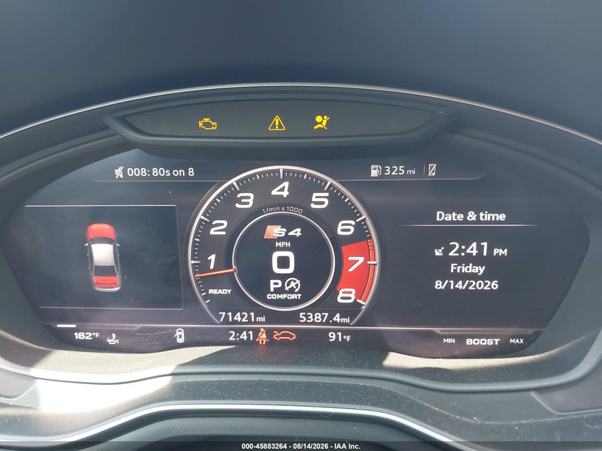 2019 Audi S4 VIN WAUB4AF47KA051678 IAAI salvage auction — FRONT END, Salvage (Pennsylvania), sold $9,000 on 2026-08-28 (photo 7)
