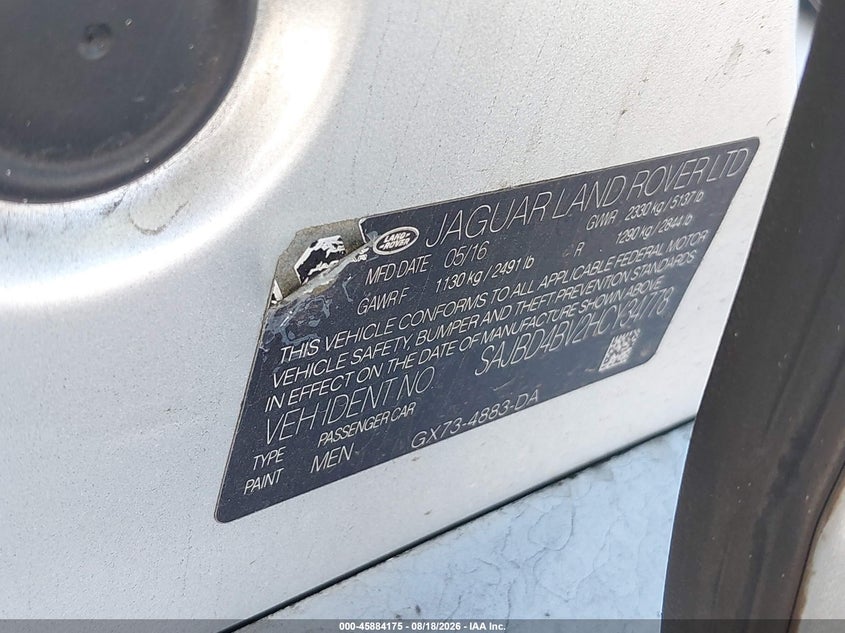 2017 Jaguar Xf VIN SAJBD4BV2HCY34778 IAAI salvage auction — FRONT END, Original (Texas), sold $2,300 on 2026-10-07 (photo 9)