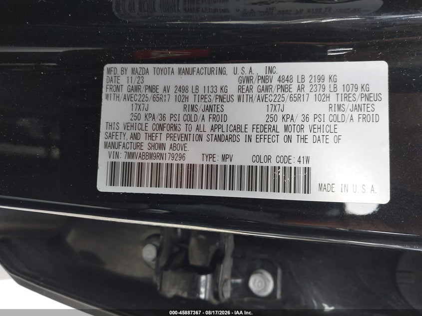 2024 Mazda Cx-50 VIN 7MMVABBM9RN179296 IAAI salvage auction — FRONT END, Wait Title, sold $7,700 on 2026-09-06 (photo 9)
