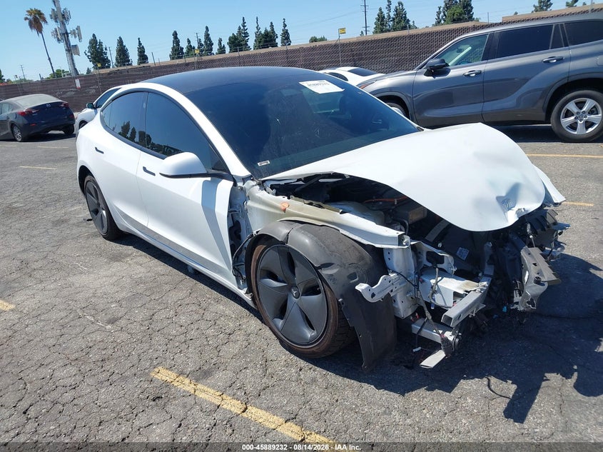 2021 Tesla Model 3 VIN 5YJ3E1EA9MF030238 IAAI salvage auction — FRONT END, Wait Title, sold $4,200 on 2026-10-11 (photo 1)