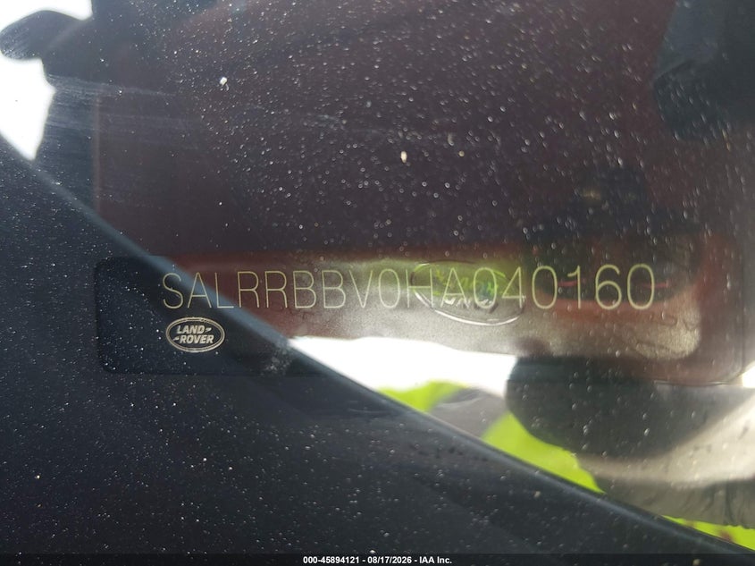 2017 Land rover Discovery VIN SALRRBBV0HA040160 IAAI salvage auction — LEFT REAR, Salvage (Alabama), sold $4,875 on 2026-09-08 (photo 9)