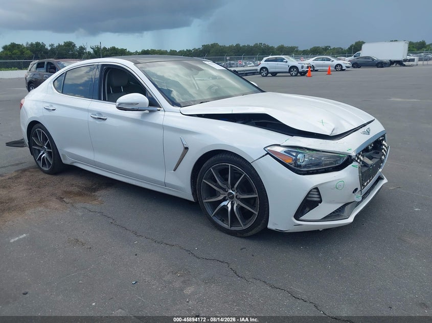 2020 Genesis G70 VIN KMTG44LA5LU050793 IAAI salvage auction — FRONT END, Salvage Title, sold $6,975 on 2026-09-12 (photo 1)