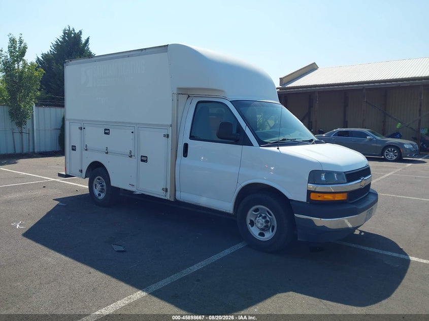2019 Chevrolet Express VIN 1HA0GRFG7KN000258 IAAI salvage auction — LEFT SIDE, Enterprise Vehicles Clear Only (Oregon), sold $12,050 on 2026-08-26 (photo 1)