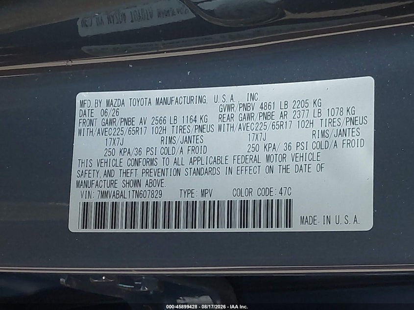2026 Mazda Cx-50 VIN 7MMVABAL1TN607829 IAAI salvage auction — LEFT SIDE, Wait Title, sold $6,400 on 2026-09-26 (photo 9)