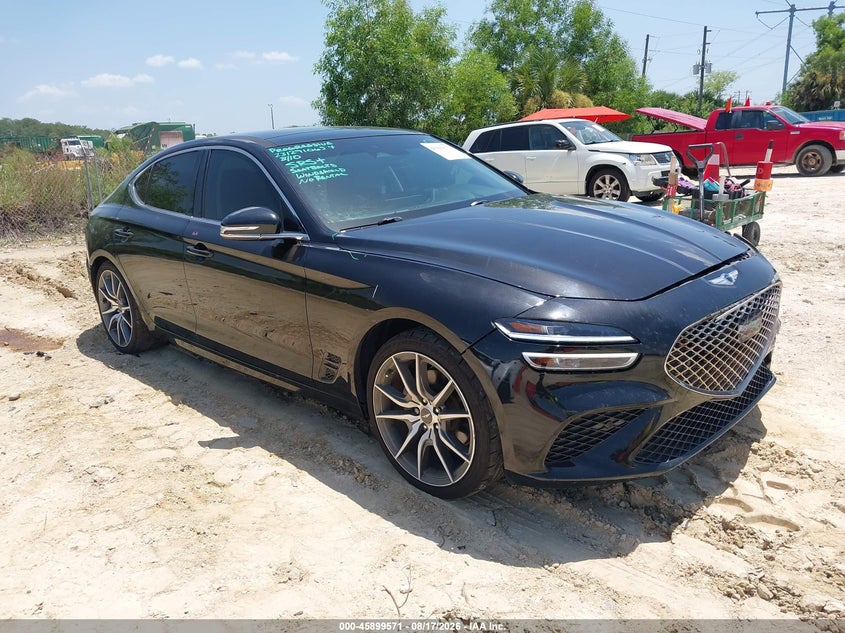2022 Genesis G70 VIN KMTG34TA0NU098109 IAAI salvage auction — FRONT & REAR, Salvage Title, sold $6,300 on 2026-09-15 (photo 1)
