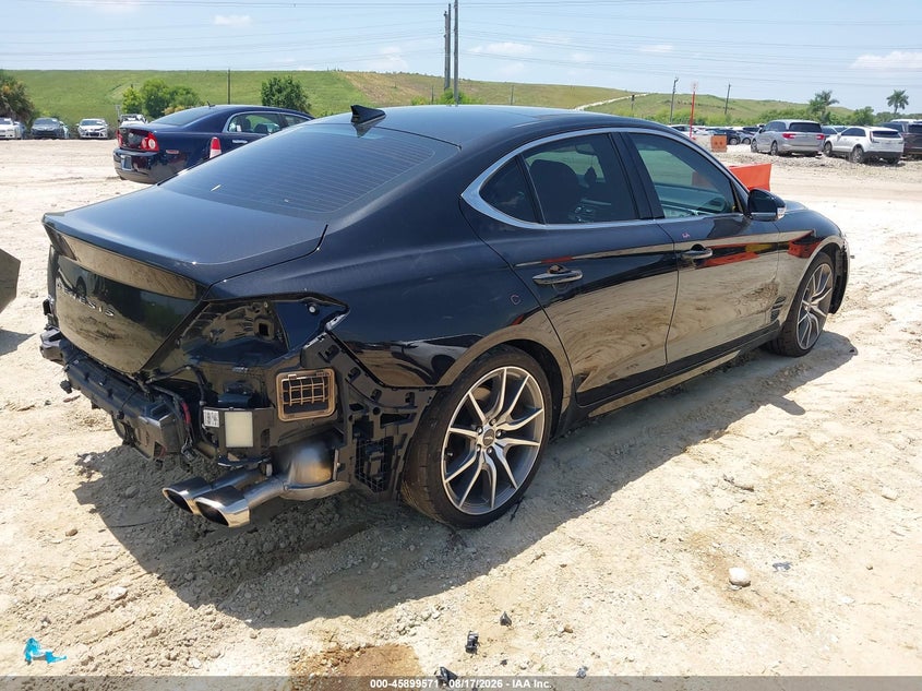 2022 Genesis G70 VIN KMTG34TA0NU098109 IAAI salvage auction — FRONT & REAR, Salvage Title, sold $6,300 on 2026-09-15 (photo 4)