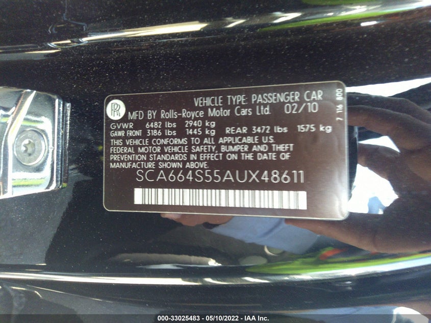 2010 Rolls-Royce Ghost VIN SCA664S55AUX48611 IAAI salvage auction — Transmission Damage, Other, sold $45,000 on 2023-03-08 (photo 9)