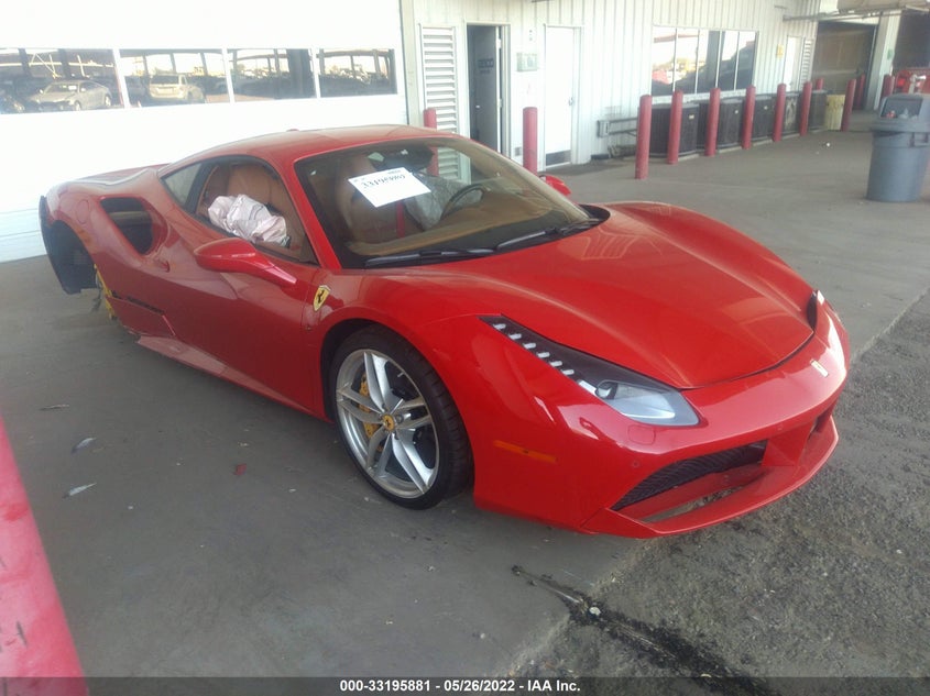 2016 Ferrari 488 GTB VIN ZFF79ALA5G0214993 COPART salvage auction — Left Front, Salvage Title, sold $113,200 on 2022-07-19 (photo 1)